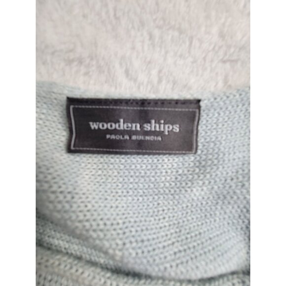 Wooden Ships Womens Light Blue Colorblock Boat Neck Knit Poncho Sweater M/L - Picture 4 of 9